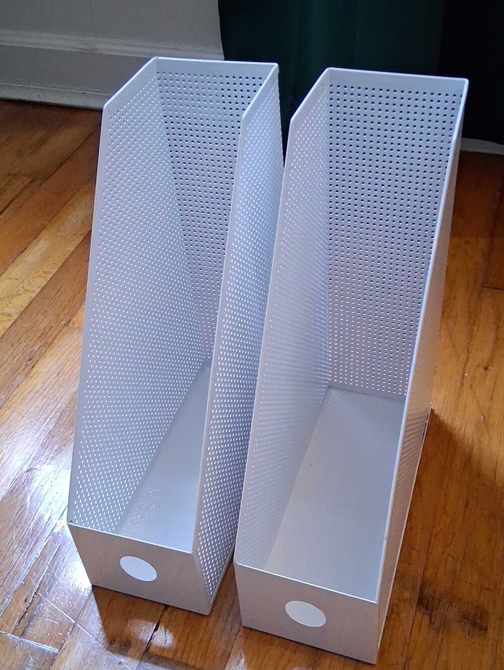 White Metal Perforated Magazine File Holders - Set of 2